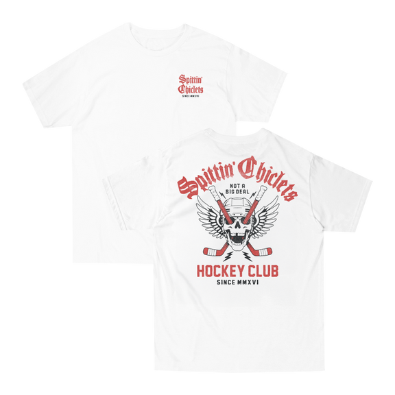 SC Skull Wings Tee, White, front and back